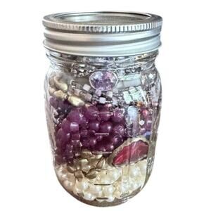 Plum Treasure Jewelry Jar Mixed Beaded Vintage Glam Lot